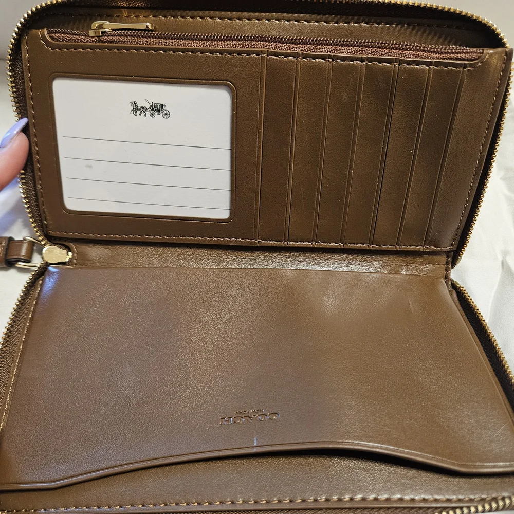 Coach Brown Signature Wristlet